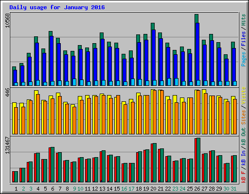 Daily usage for January 2016