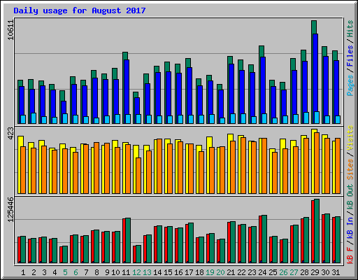 Daily usage for August 2017