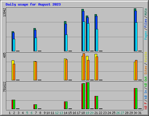 Daily usage for August 2023